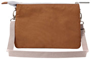 Roka Carnaby XL Genbrugt lærreds Crossbody-taske - Cinnamon Brown