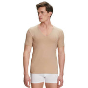 Falke Daily Climate Control Deep V-Neck T-Shirt - Camel Brown