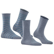 Falke Happy Stripe 2 Pack Socks - Light Grey Mel