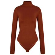 Falke Timeless Cotton Turtle-Neck Brief Bodysuit - Mink Brown