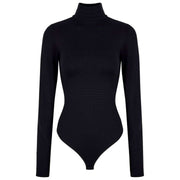 Falke Timeless Cotton Turtle-Neck String Bodysuit - Sort