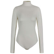 Falke Timeless Bomuld Turtle-Neck String Bodysuit - Pearl White