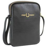 Fred Perry Tumbled Leather Side Bag - Black