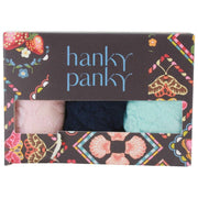 Hanky Panky Signature Lace 3-pack lavtaljede stropper - Blushing Rose/Navy/Celeste Blue
