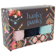 Hanky Panky Signature Lace 3-pack lavtaljede stropper - Blushing Rose/Navy/Celeste Blue