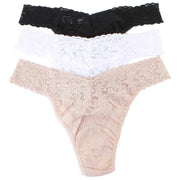 Hanky Panky Signature Lace 3 Pack Original Rise Thong - Black/White/Chai Beige