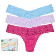 Hanky Panky Signature Lace Lavendel Tændstikæske 3 Pack String - Delvist overskyet Blå/Cool Lavendel/Coral