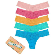 Hanky Panky Signature Lace Low Rise tændstikæske 5-pak strop - Rose Water Pink/Napoli/Ingefær/Seafoam Blue