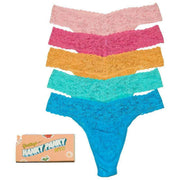 Hanky Panky Signature Lace Original Rise tændstikæske 5-pak strop - Rose Water Pink/Napoli/Ingefær/Seafoam Blue