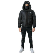 Helvetica Mountain Pioneers Barnes hættejakke parka - sort