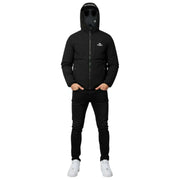 Helvetica Mountain Pioneers Eyeblock Hooded Windbreaker Jacket - Sort