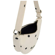 Bagtaske Andrea Half Moon Taske - Off White Polka Dot