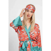 Jessica Russell Flint Golden Goose Silk Eye Mask - Orange/Hvid/Blå