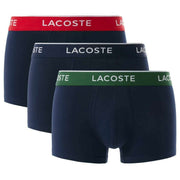 Lacoste Stretch Cotton 3 Pack Trunks - Navy/Green/Red