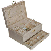 Maison Scarlett Denise Velvet Jewellery Box - Beige