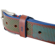 Miguel Bellido Sports Print Leather Belt - Brown/Navy