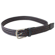 Miguel Bellido Sports Woven Leather Belt - Ink Blue/Grey/Mid Brown