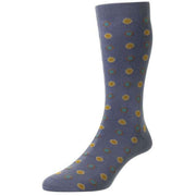 Pantherella Bryn Circle Motif Sea Island Cotton Socks - Smoke Grey