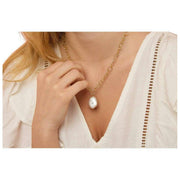 Pearls of the Orient Keishi Pearl Pendant Chunky Chain halskæde - guld/hvid