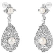 Pearls of the Orient Vintage Style Pearl dråbeøreringe - hvid/sølv