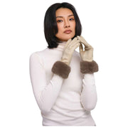 Pudder Bettina Faux Ruskindshandsker - Creme