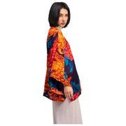 Pulver Chrysanthemum Kort Kimono Jakke - Blå