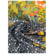 Pulver Bomuld Poplin Blomster Hedgerow Print tørklæde - Navy Blue