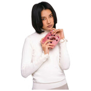 Powder Brodered Velvet Mouse Mini Pouch - Pink