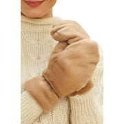 Powder Fluffy Teddy Mittens - Taupe Beige