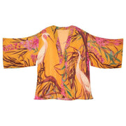 Powder Oriental Crane Kimono Jacket - Ochre Orange