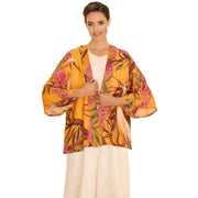 Powder Oriental Crane Kimono Jacket - Ochre Orange