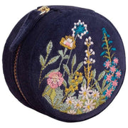 Powder Rund Velvet Floral smykkeskrin - Navy Blue