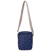 Roka Bond genbrugslærred Crossbody taske - Navy Polka Dot