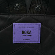 Roka Canfield B Medium All Black Recycled Nylon Backpack - Black/Simple Purple