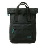 Roka Canfield B Small All Black Recycled Nylon Backpack - Black/Teal