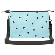 Roka Carnaby XL Genbrugt Canvas Crossbody Taske - Blå/Blå Hjerter