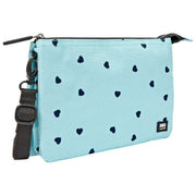 Roka Carnaby XL Genbrugt Canvas Crossbody Taske - Blå/Blå Hjerter