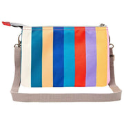 Roka Carnaby XL genanvendt lærreds crossbody taske - bred stribet multi-farve
