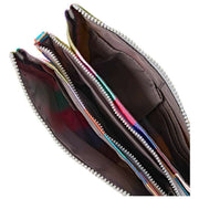 Roka Carnaby XL genanvendt lærreds crossbody taske - bred stribet multi-farve