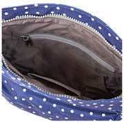 Roka Kennington B Medium genbrugt lærreds crossbody taske - Navy Polka Dot