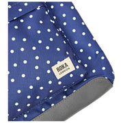 Roka Kennington B Medium genbrugt lærreds crossbody taske - Navy Polka Dot