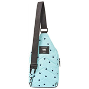 Roka Willesden B Large Genbrugt Canvas Crossbody Taske - Blå/Blå Hjerter
