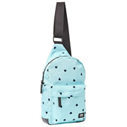 Roka Willesden B Large Genbrugt Canvas Crossbody Taske - Blå/Blå Hjerter