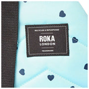 Roka Willesden B Large Genbrugt Canvas Crossbody Taske - Blå/Blå Hjerter