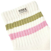 Roka Windosr Stripe Crew Sokker - Avocado/Pink Carnation