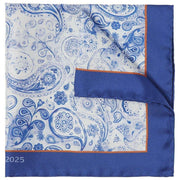 Simon Carter 40 års jubilæum Paisley Pocket Square - Hvid/Blå