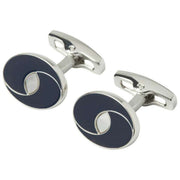 Simon Carter Oval Eye Manchetknapper - Navy/Sølv