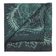 Simon Carter Paisley Night Silk Pocket Square - Green