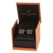 Simon Carter Small Square Chequer Cufflinks - Black/White/Silver