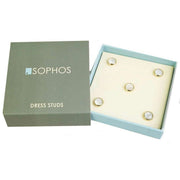 Sophos Round Mother of Pearl Dress Studs - Cream/Gold